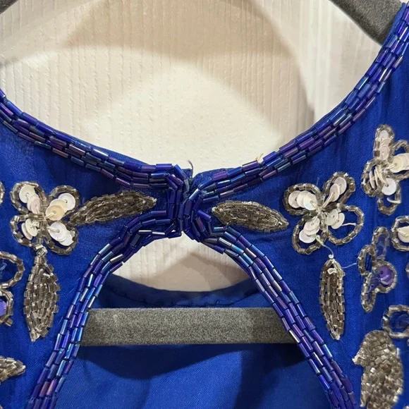 Laurence Kazar vintage Blue Embroidered Dress size small - Picture 12 of 12